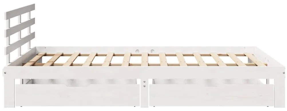 Estrutura de cama c/ gavetas 120x200 cm pinho maciço branco