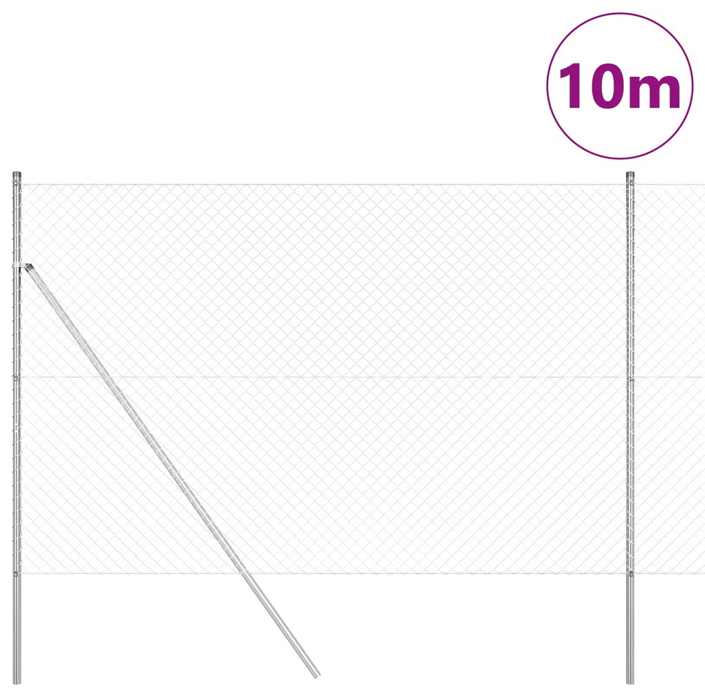 Cerca de Cadeia com 7 Postes 1.6x10 m Aço Galvanizado