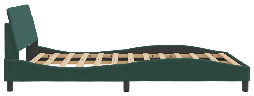 Estrutura de cama c/ cabeceira 140x190 cm veludo verde-escuro