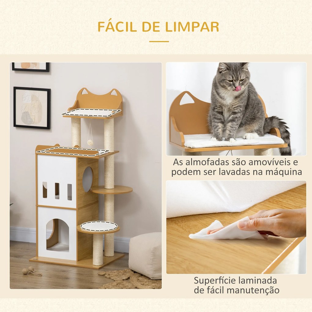 PawHut Arranhador para Gatos 133 cm Arranhador para Gatos com Caverna