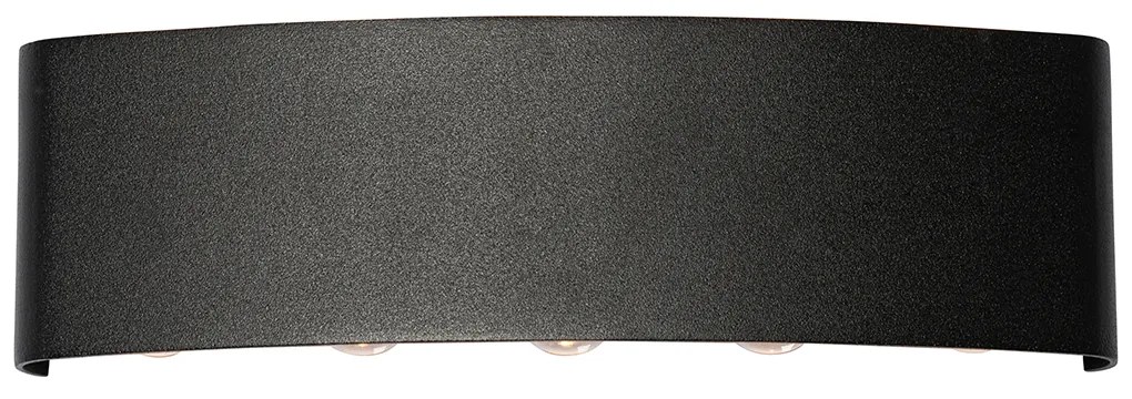 Candeeiro de parede exterior preto com LED 10 luzes IP54 - Silly