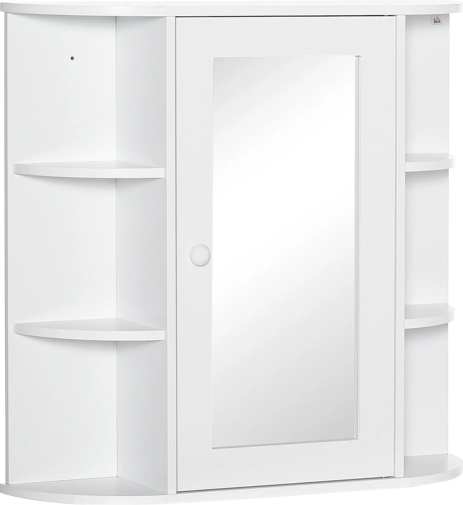 HOMCOM Armário com Espelho Casa Banho Prateleiras Laterais Organização 66x17x63cm Branco | Aosom Portugal