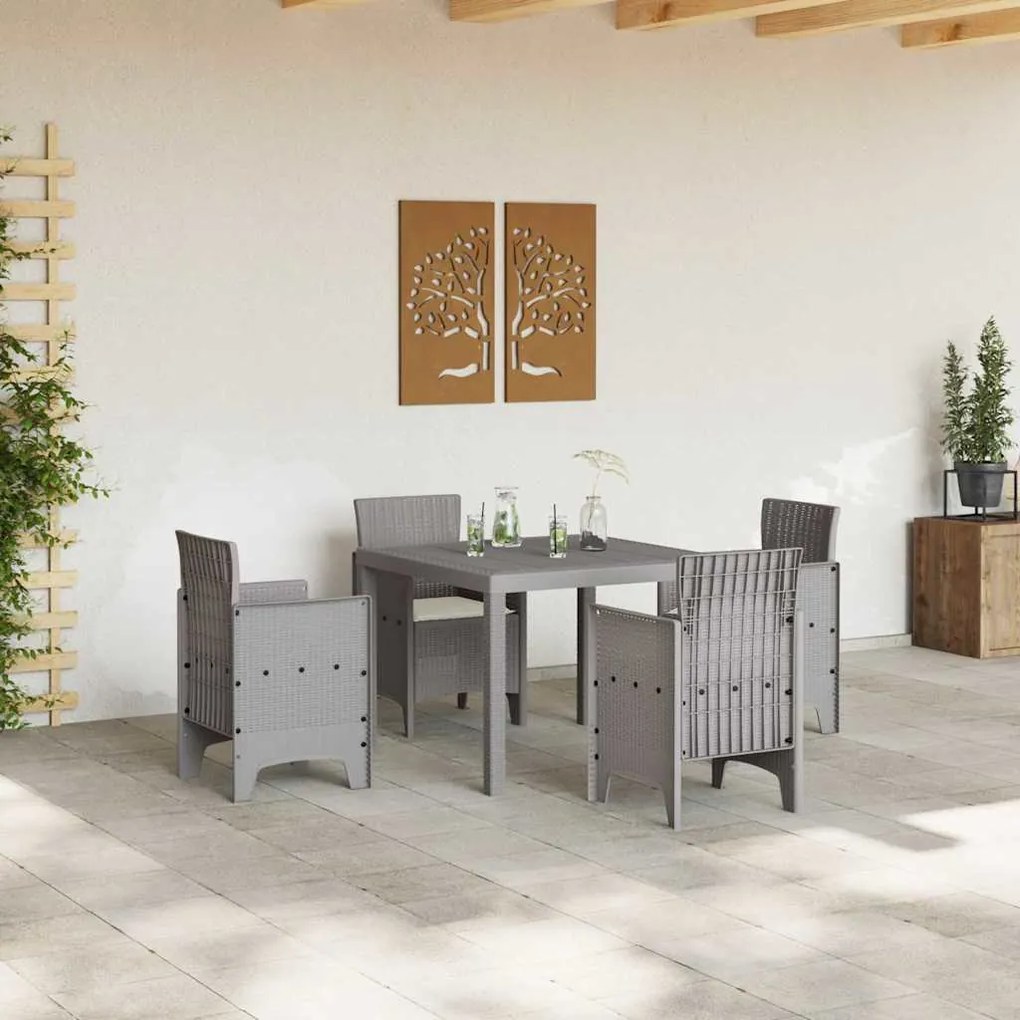 Conjunto de Jantar de Jardim 5 pcs Cinzento-claro Polipropileno