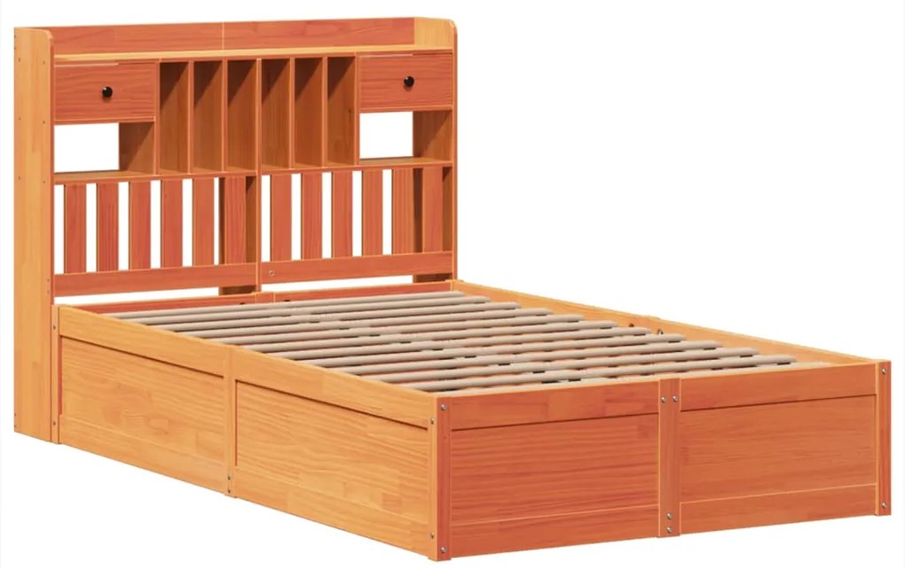 Cama sem colchão 120x190 cm madeira pinho maciça castanho-mel