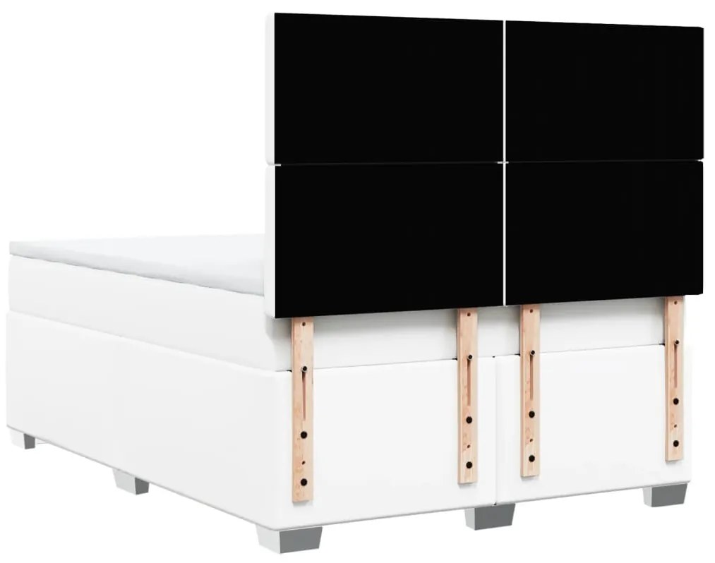 Cama com molas/colchão 160x200 cm couro artificial branco