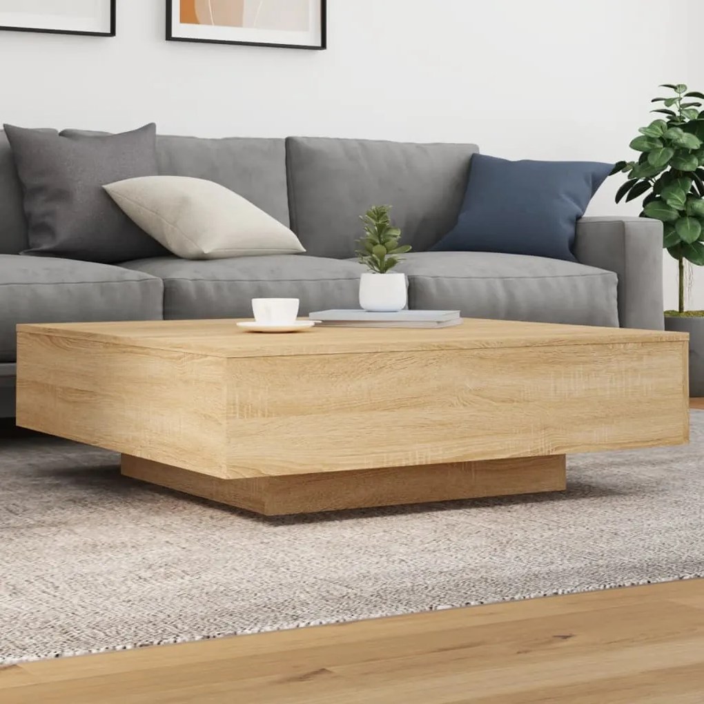 vidaXL Mesa de centro 100x100x31 cm derivados madeira carvalho sonoma