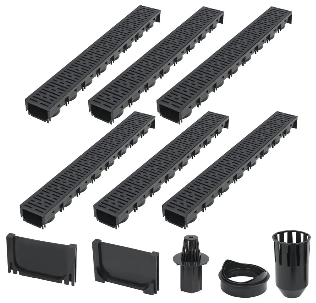 vidaXL Canais de drenagem 6 pcs plástico 6 m