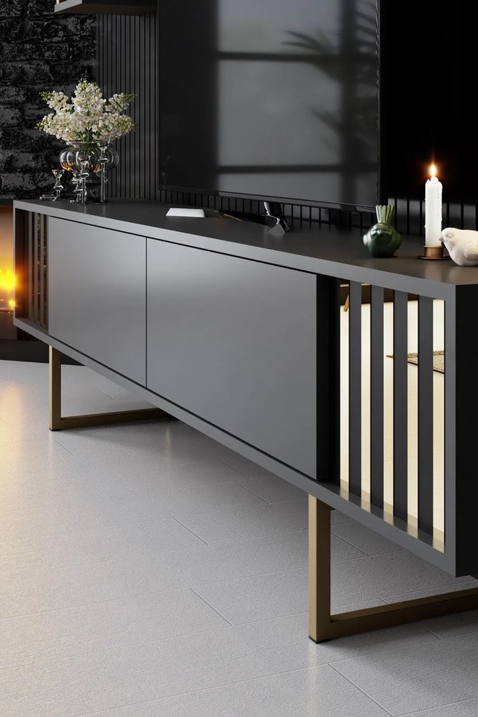 Conjunto de Mobiliário de Sala de Estar Gold Line – Antracite/Dourado