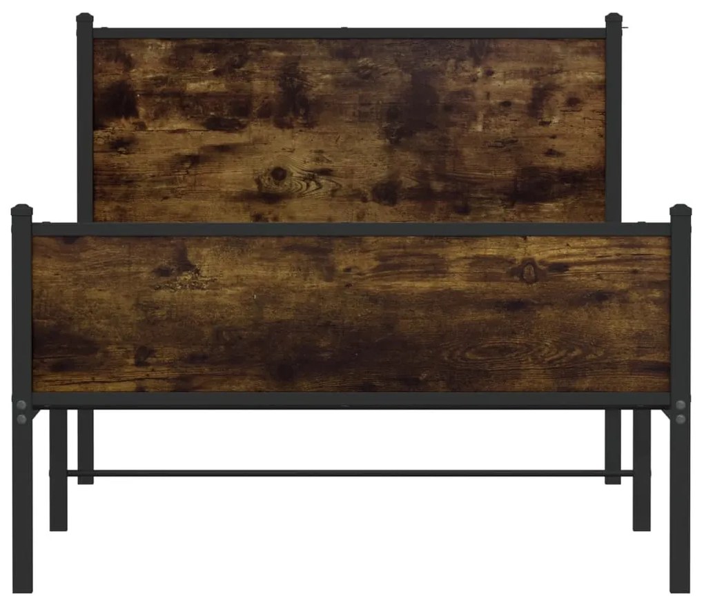 Estrutura de cama sem colchão 100x190 cm metal carvalho fumado