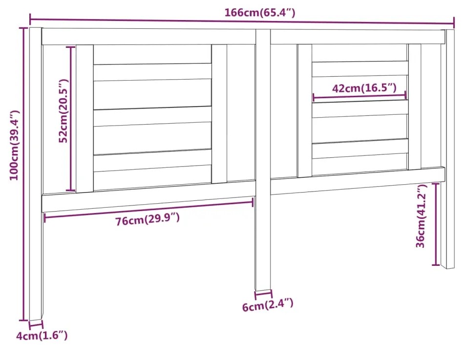 Cabeceira de cama 166x4x100 cm pinho maciço branco