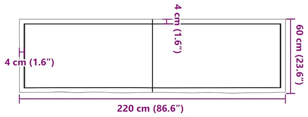 Prateleira de parede 220x60x(2-6)cm carvalho maciço não tratado