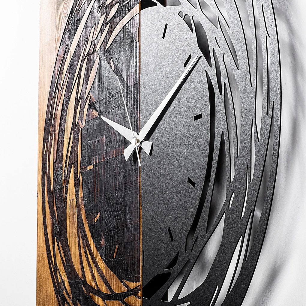 Relógio de Parede Decorativo Mas-039 – Nogueira Clara e Preto – 58 x 3