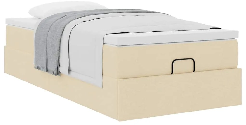 Estrutura de cama otomana com creme de colchão 100x200cm tecido