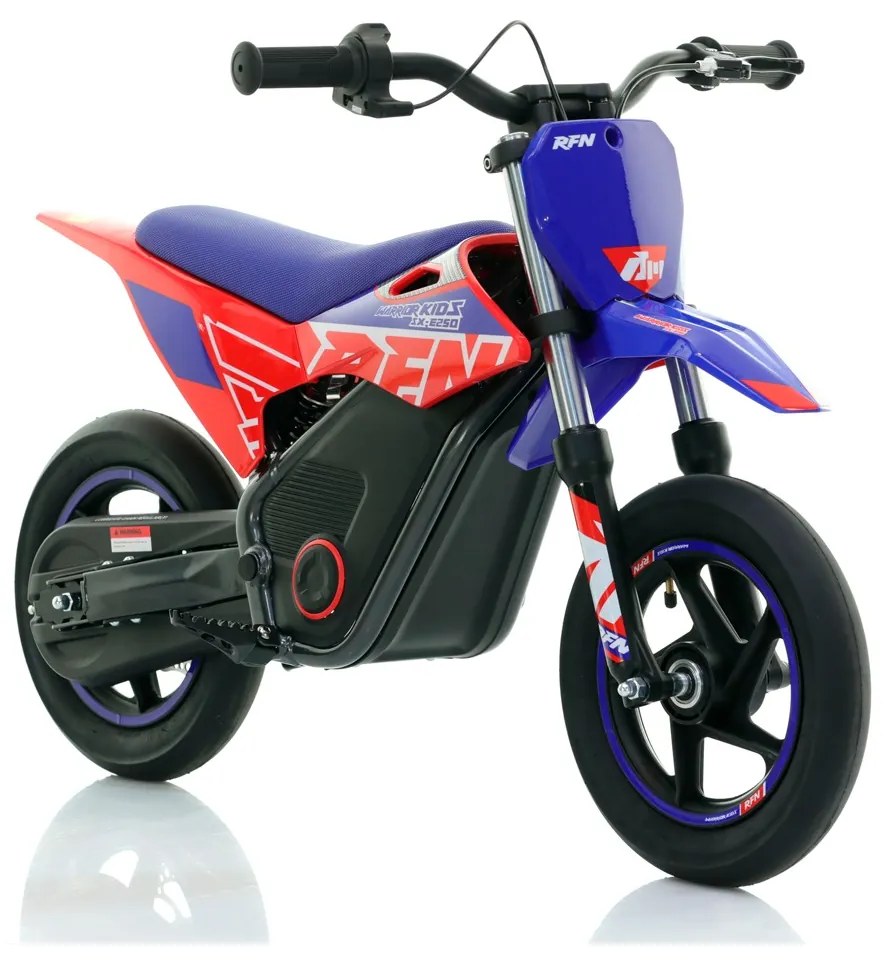 Mini moto elétrica para crianças Minicross electrica RFN Warrior SX-E250 Supermotard 250W 12/12" Até 25Km/hora cm limitador Azul/Vermelho