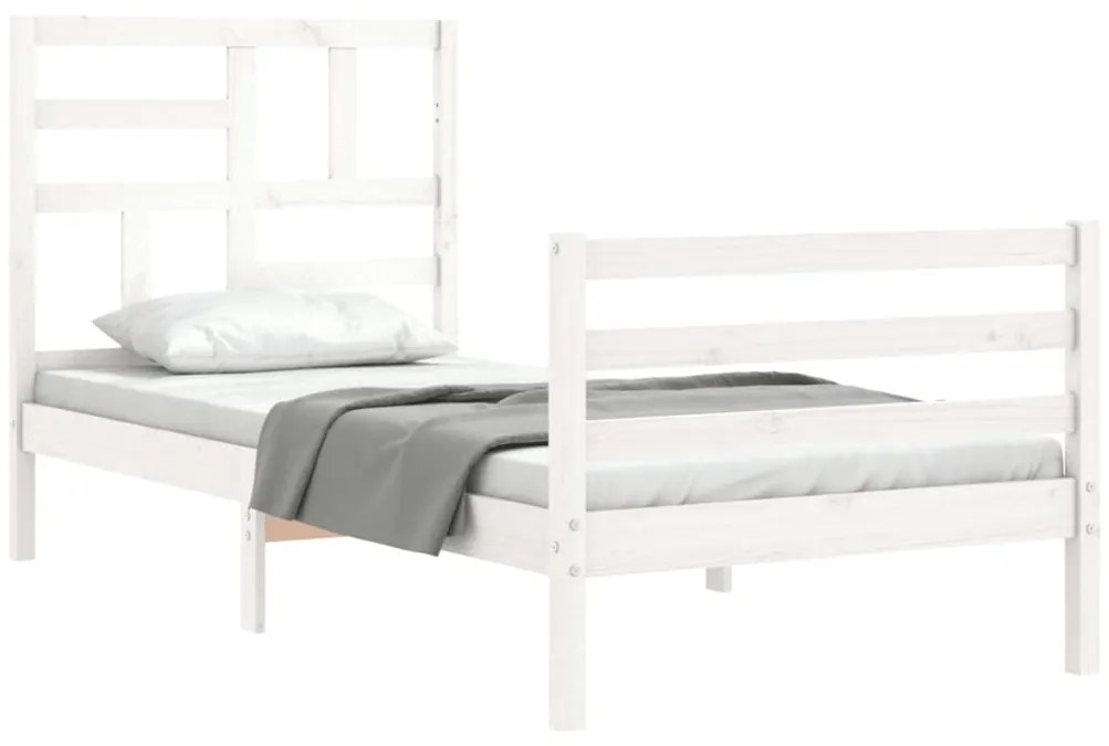 Estrutura de cama com cabeceira 90x200 cm madeira maciça