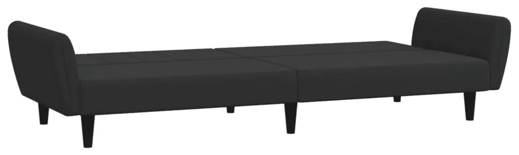 Sofá-cama 2 lugares c/ apoio de pés veludo preto