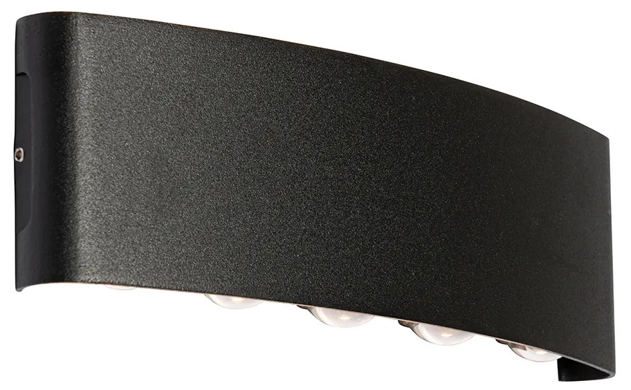 Candeeiro de parede exterior preto com LED 10 luzes IP54 - Silly