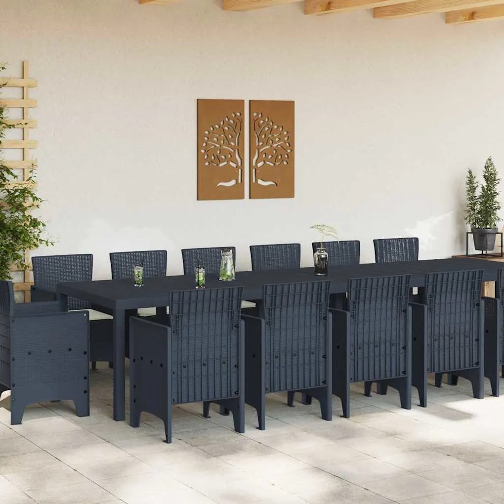 Conjunto de Jantar para Jardim 15 pcs Antracite Largo