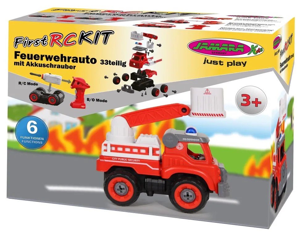 Carro Telecomandado Camião de bombeirost RC Kit 33-peças com chave de fendas Vermelho