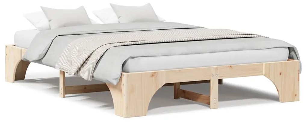 Estrutura de Cama 160x200 cm em Madeira de Pinheiro Maciça