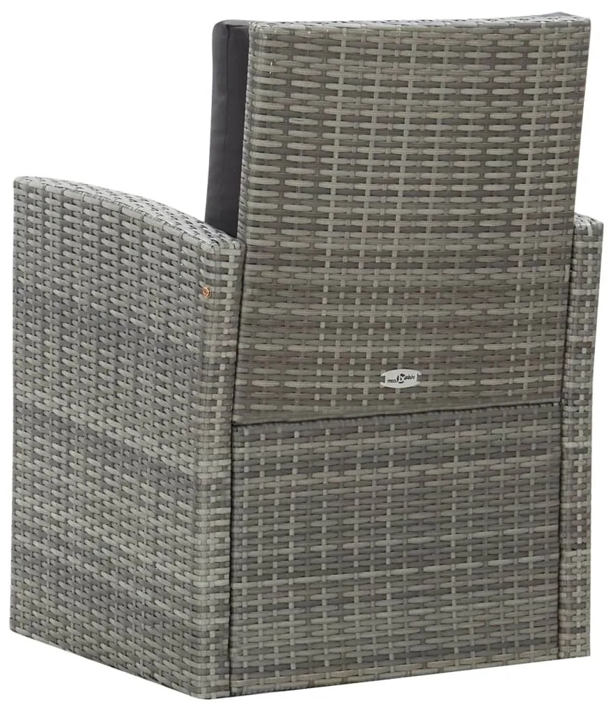 5 pcs conjunto jantar exterior c/ almofadões vime PE cinzento