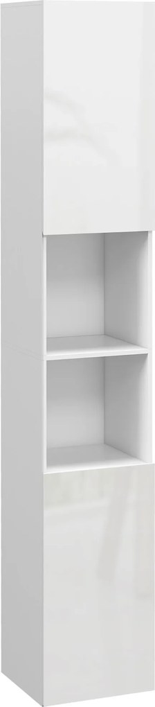 Coluna para casa de banho 30 x 30 x 181,5 cm com 2 portas e prateleiras ajustáveis, branco