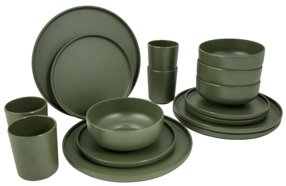 441568 Bo-Camp Louça de mesa 16 pcs Patom melamina verde