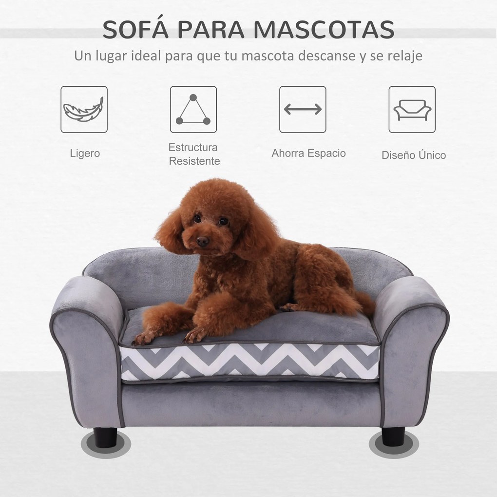 PawHut Sofá para animais de estimação com pernas Cama de cachorro de m