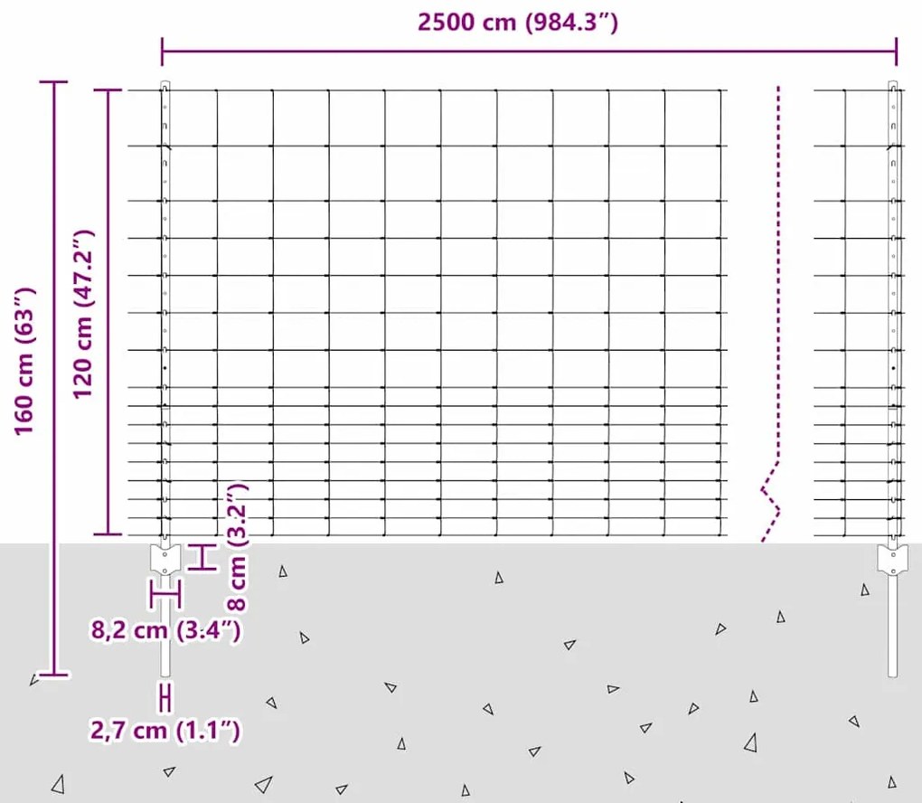 Postes de Cerca vidaXL 22 pcs U-Channel 120 cm Aço Galvanizado