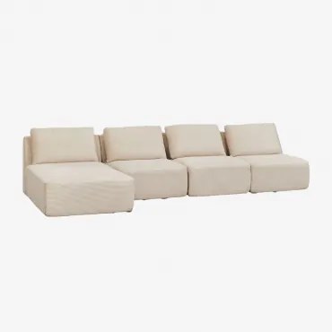 Sofá Modular Chaise Longue Esquerdo De 4 Peças Em Veludo Embalado A Vácuo Temple Linho Veludo Bege Linho - Sklum