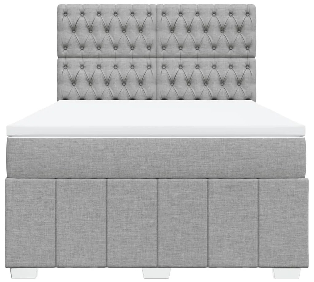 Cama com molas/colchão 140x190 cm tecido cinzento-claro