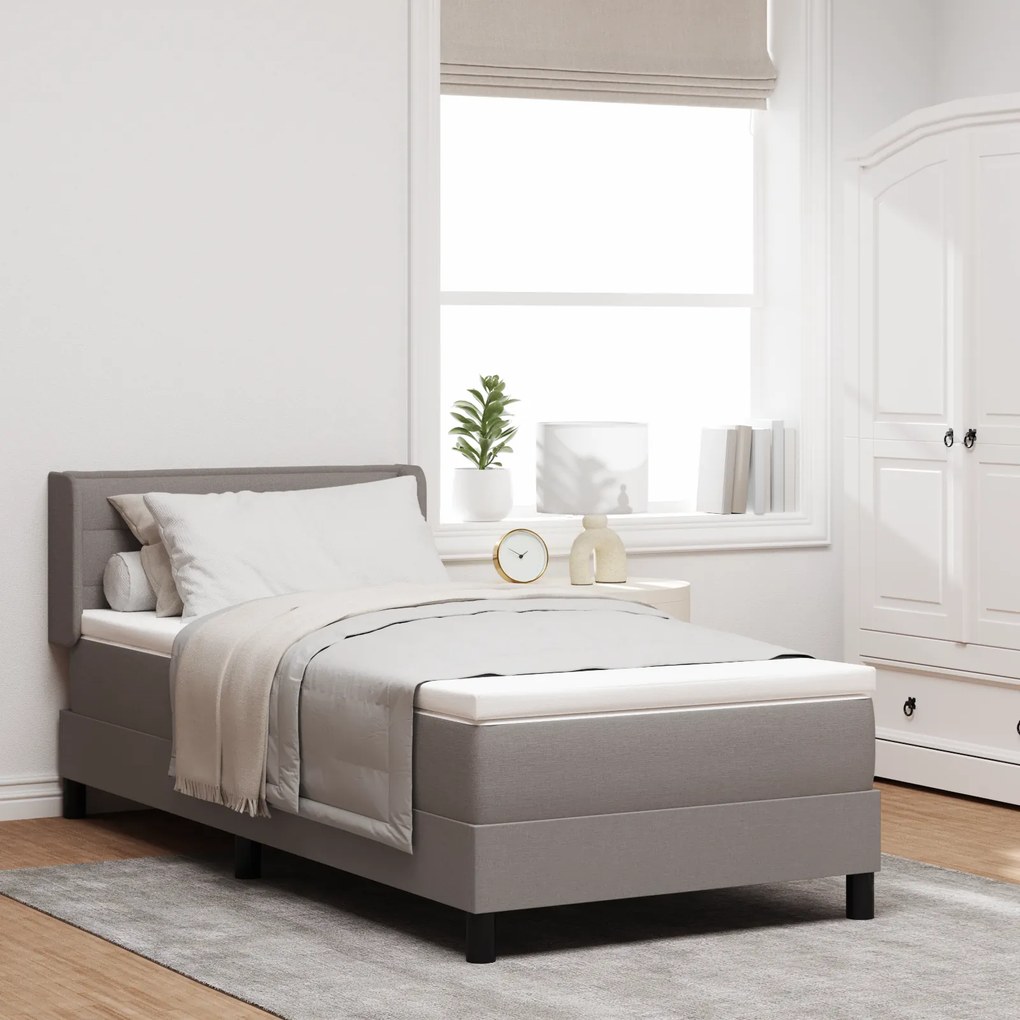 Cama Box Spring vidaXL com Colchão Taupe 80x200 cm Tecido