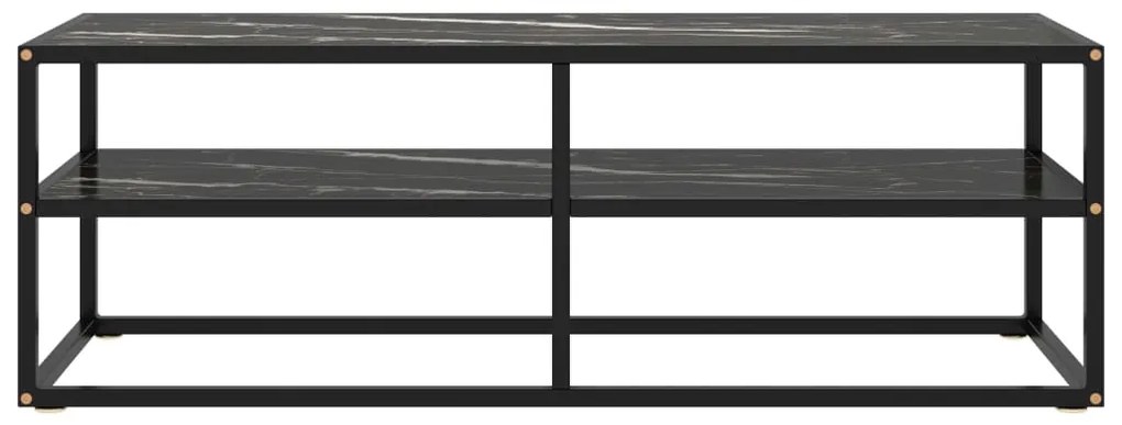 Móvel de TV 120x40x40 cm vidro mármore preto