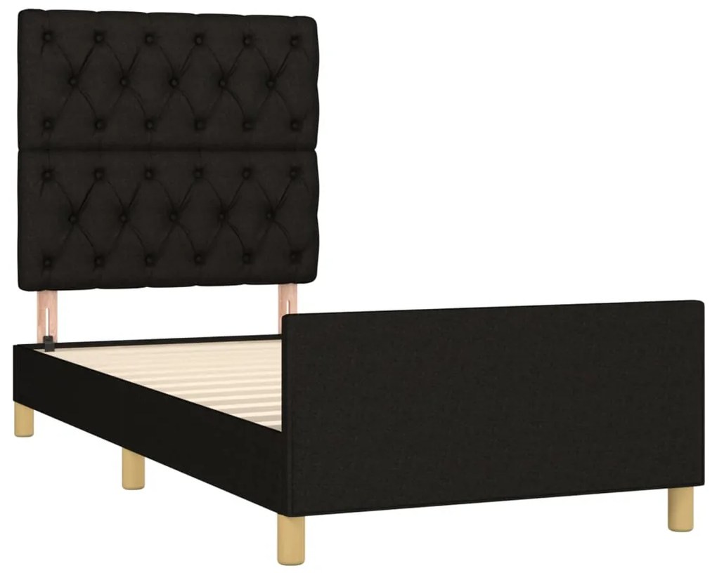 Estrutura de cama sem colchão 80x200 cm tecido preto