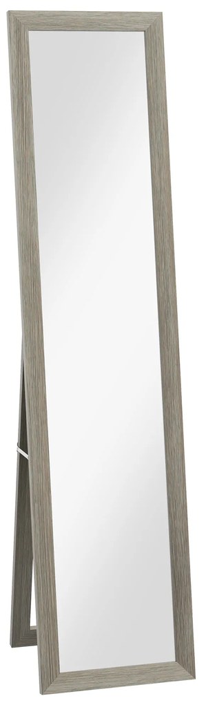 HOMCOM Espelho Pé Retangular Corpo Inteiro Parede 37x155 cm Estrutura Madeira Elegante Cinza | Aosom Portugal