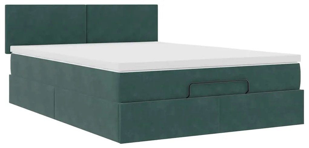 Estrutura de cama otomana com colchão 140x200 cm verde escuro