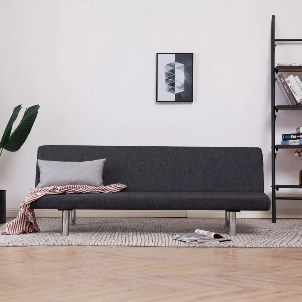 vidaXL Sofá-cama poliéster cinzento escuro