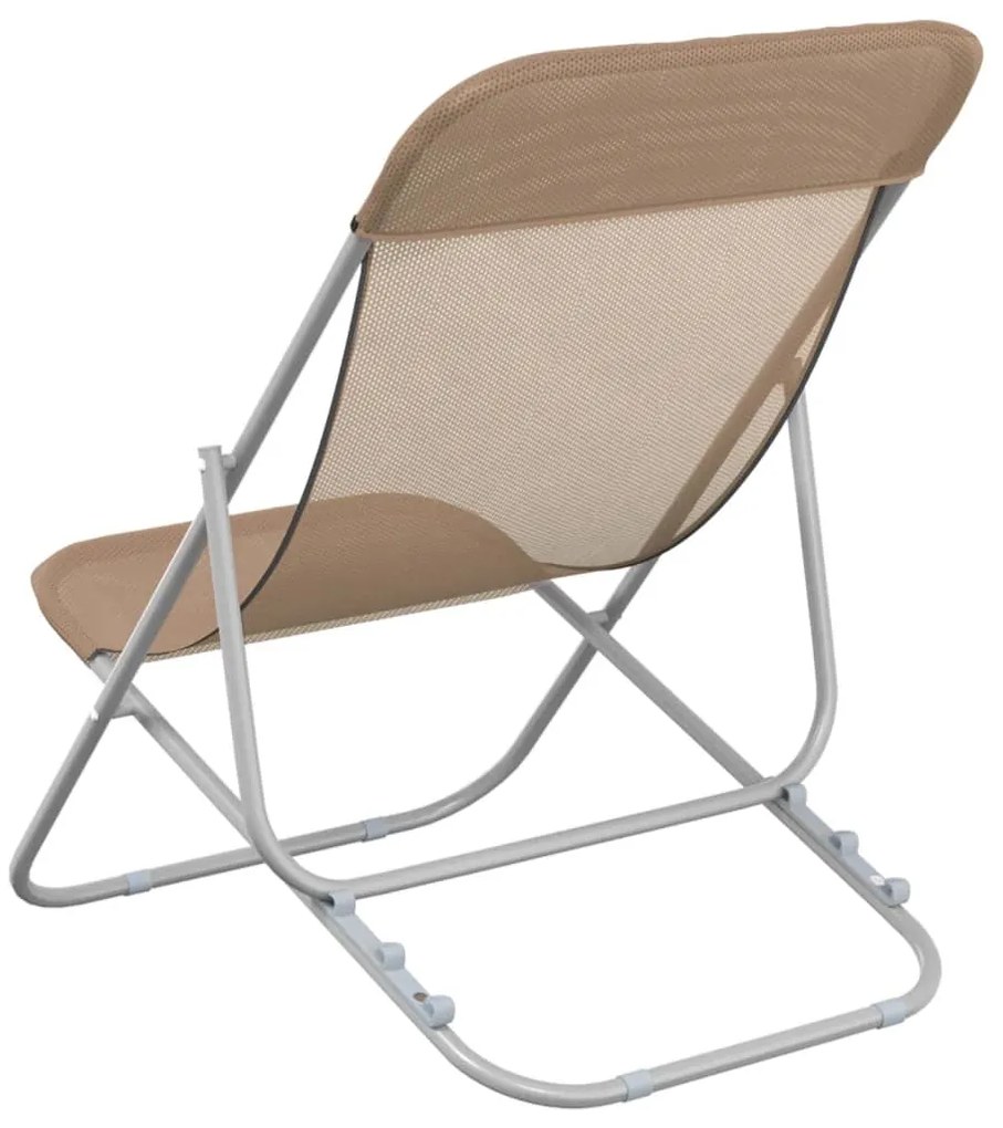 Cadeiras praia dobráveis 2pcs textilene/aço cinza-acastanhado