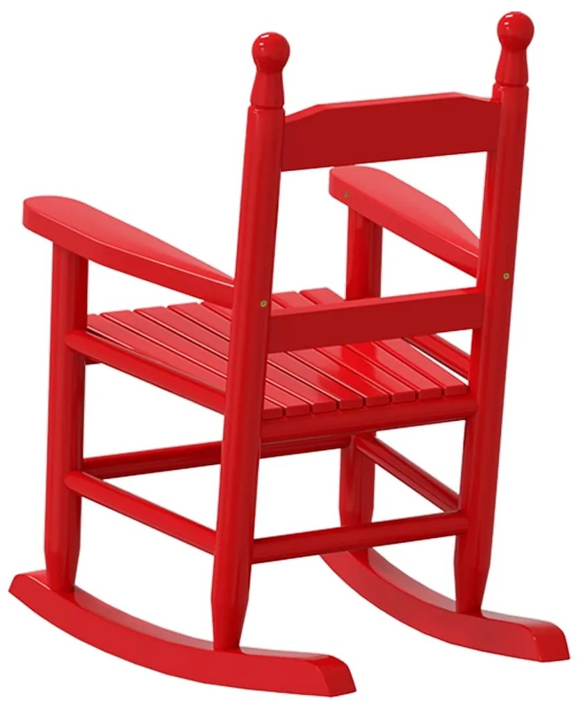 Cadeira de baloiço infantil madeira de álamo maciça vermelho