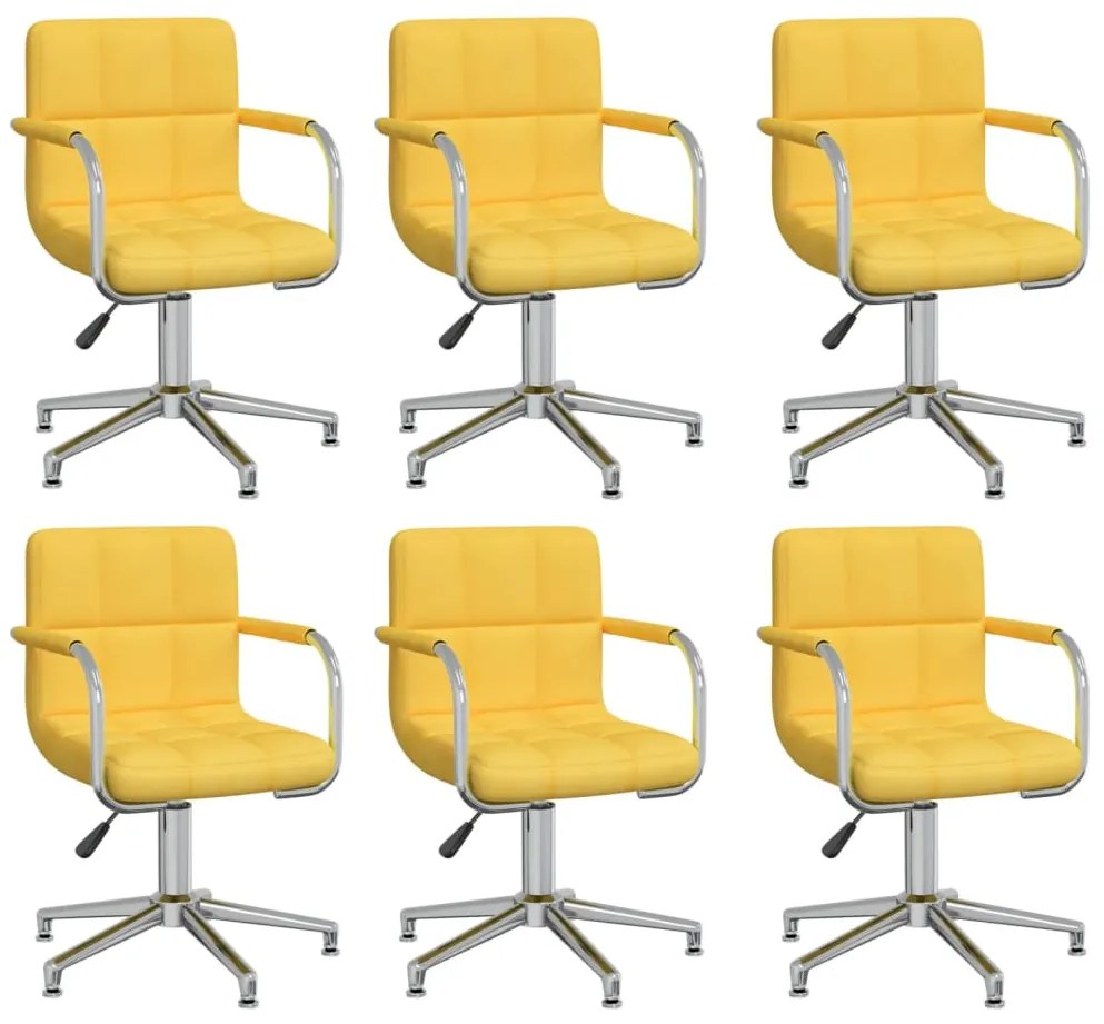 vidaXL Cadeiras de jantar giratórias 6 pcs tecido amarelo mostarda
