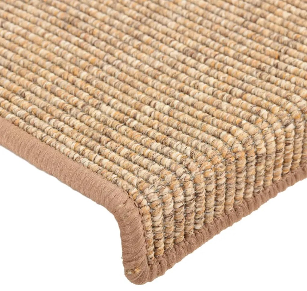 Tapetes de escada autoadesivos 15 pcs 65x21x4 cm castanho-claro