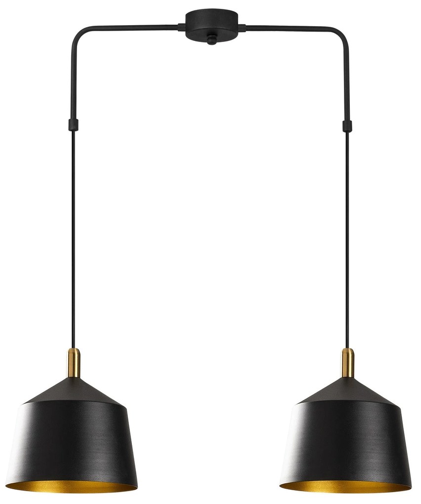 Candeeiro Suspenso Saglam – Preto e Dourado – 70 x 70 cm