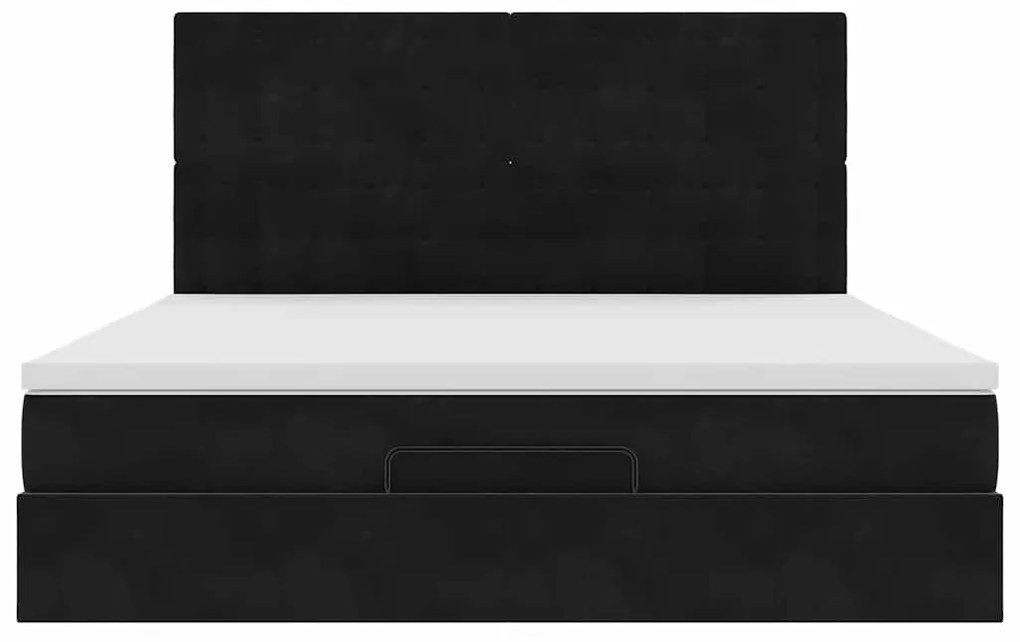 Estrutura de cama otomana com colchões 180x200cm veludo preto