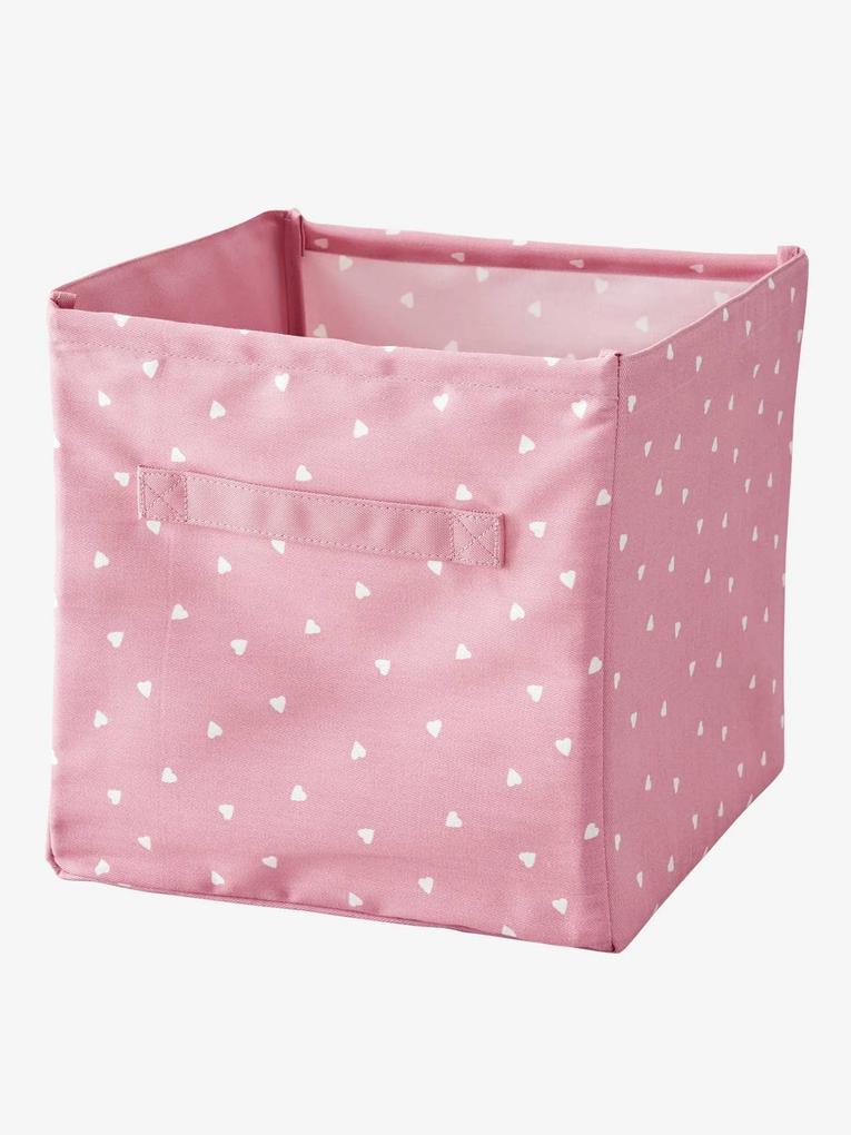 Caixa de arrumação em tecido estampado personalizável rosa claro liso