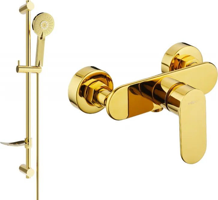 Mexen Milo Torneira de chuveiro DF40 com conjunto de chuveiro, dourada - 7134R40-50