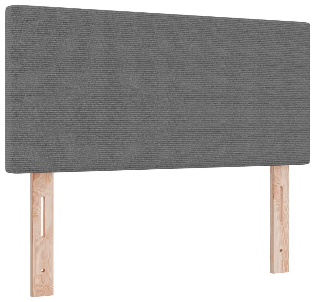 Cama Box Spring com Colchão e Luz LED Cinza 90x200 cm Tecido Cotelê