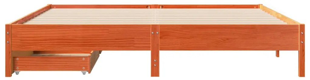 Cama sem colchão 200x200 cm pinho maciço castanho-mel