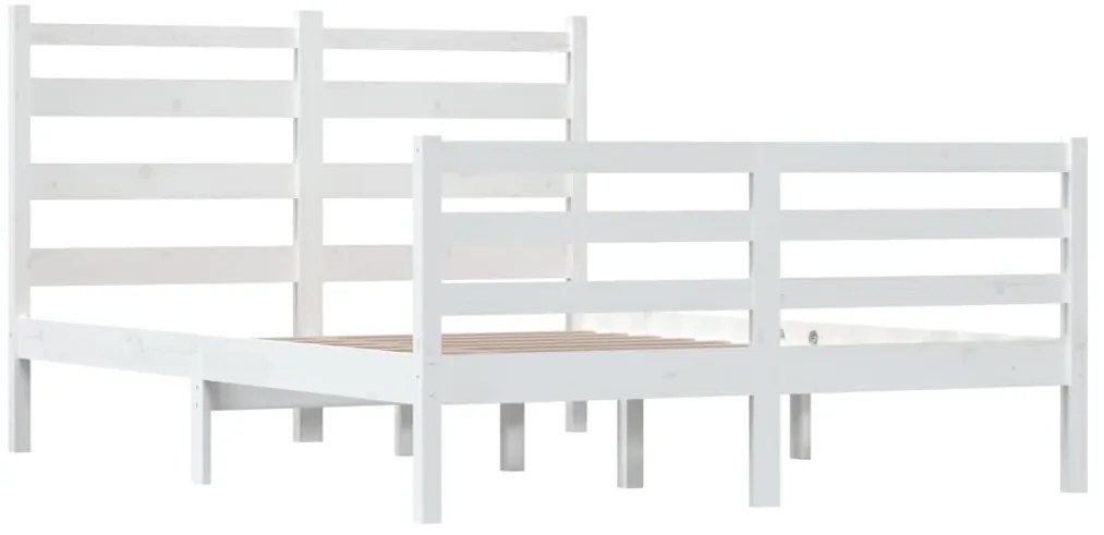 Estrutura de cama 140x200 cm pinho maciço branco