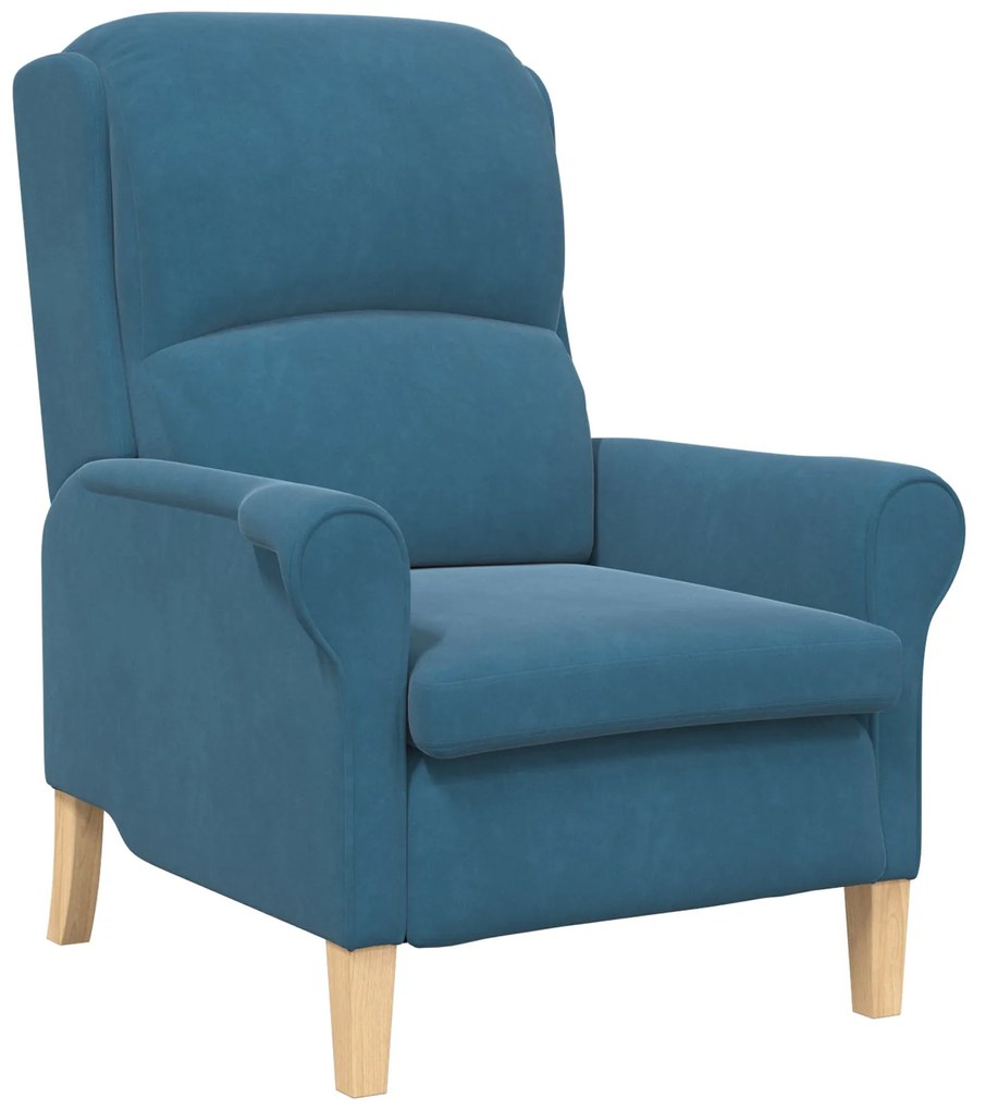 Poltrona Azul Azul Tecido, Madeira Padrão Ergonómica