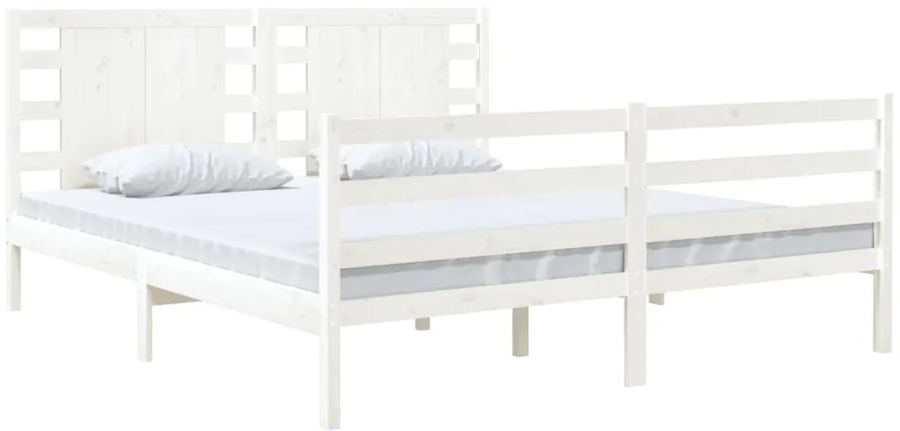 Cama sem colchão 150x200 cm madeira de pinho maciça branco